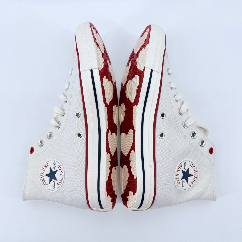 NEW Converse Chuck Taylor All Star Women 9.5 High Top White Heart Studs A19055C - Picture 14 of 15
